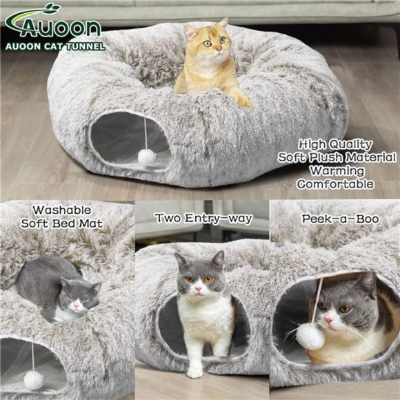 Cat Tunnel Bed with Central Mat Big Tube Playground Toys Soft Plush Material - Picture 6 of 6